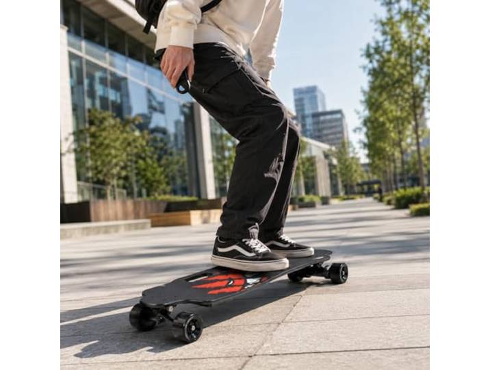 Elektrisches Longboard Mit Dual Drive, 700W Leistung, 4 Geschwindigkeitsstufen, Cruise Control, Hochbelastbar Bis 150 kg, Robustes 7-Schicht Ahorn-Deck, Ideal Für Pendler & Freizeit B30km
