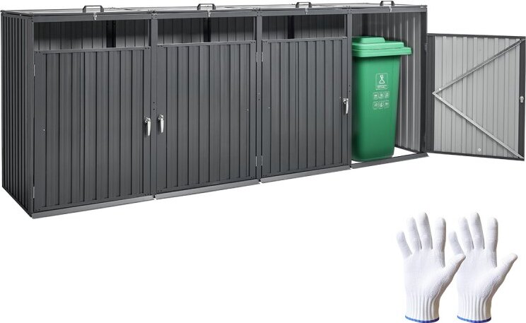 Optimierte Mülltonnenbox - Mülltonnenhaus für 4x 240L Müllcontainer - Mülltonnenverkleidung - Platzsparend und ordentlich