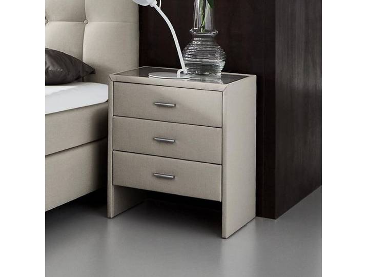 Polsternachttisch Vincenzo Komfort Plus H 60cm H:60cm/B:50cm/T:40cm Sand klassischer Stil, mit Schubkasten