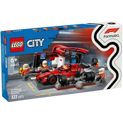 LEGO® 60443 F1® Boxenstopp mit Boxencrew und Ferrari Flitzer, mehrfarbig