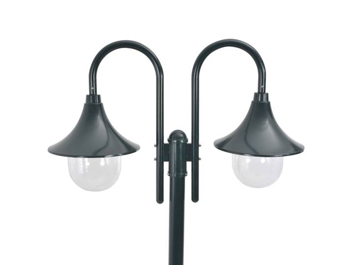 vidaXL Borne d'éclairage de jardin E27 220 cm aluminium 2 lanternes vert foncé