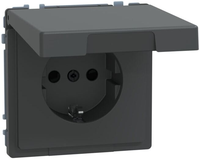 Merten Prise SCHUKO MEG2314-6034 anthracite avec couvercle rabattable (MEG2314-6034)