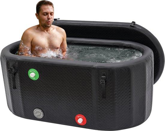 Famanu Aufblasbares Eisbad 132x70x62cm - Tragbare Badewanne für Erwachsene, Schwarz