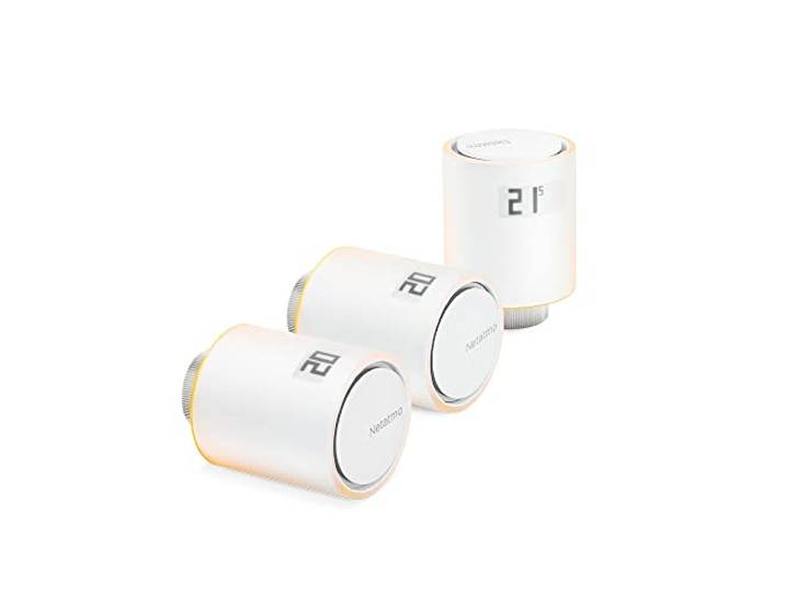 Netatmo Pack 3 Connected en slimme thermostaatkoppen, accessoire voor Connected en slimme thermostaat, thermostaatkranen voor radiatoren, NBU-NAV-EU