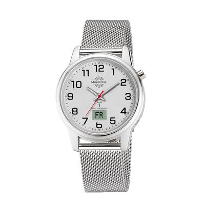 Funkuhr MASTER TIME "Lady Line", silber (silberfarben, silberfarben, silberfarben), Armbanduhren, Damen, silberfarben, Funkuhr, Quarzuhr, Armbanduhr, Damenuhr, Edelstahlarmband, analog, digital