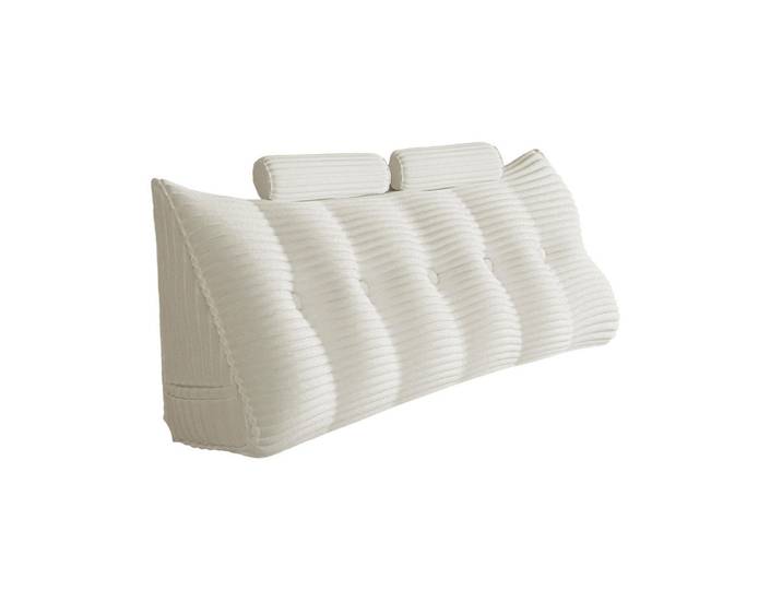Vercart Keilkissen mit einem runden Kissen 3er-Set Gestreifter Samt Weiß 160cm, Mode, Füllung: Polyester, 20x160 cm, Heimtextilien, Wohntextilien, Kissen, Rückenkissen