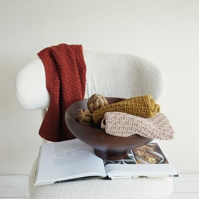 Storied Home "Set of 3 Cotton Knit Kitchen Tea Towel, Soft Absorbent Dish Cloth - 28.0""L x 18.0""W x 0.25""H"
