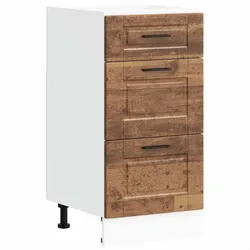 DELUKE Küchenunterschrank SAMU Altholz-Optik 40x46x81,5 cm | Küche Unterschrank mit Schublade