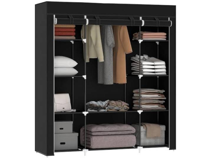 HOMCOM Kleiderschrank mit Reißverschluss 150 x 43 x 162,5 cm, Schwarz