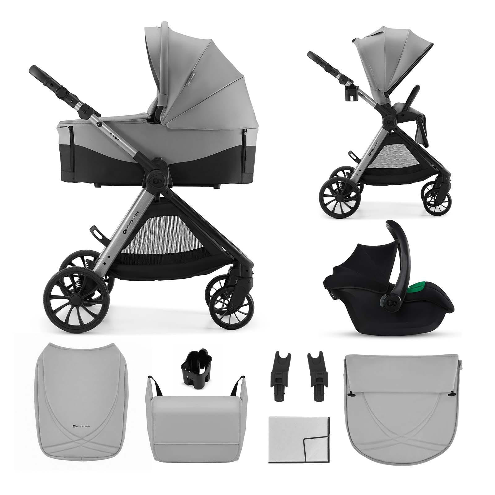 Kinderkraft VESTO 2 multifunctionele kinderwagen 3-in-1 - Grijs