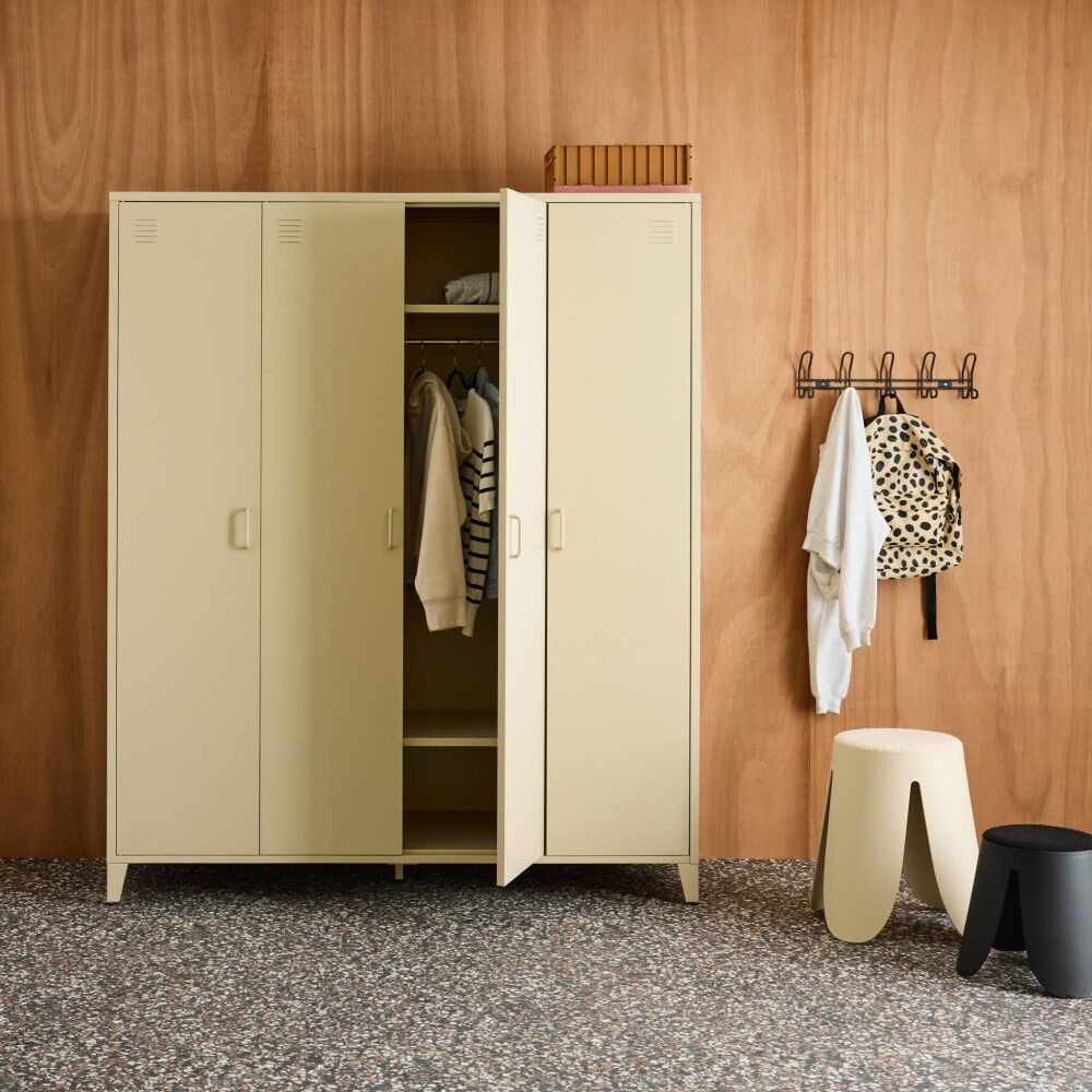 sweeek Armario/vestidor industrial de metal 4 puertas, 10 estantes, 1 barra
