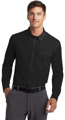 Port Authority K570 Men's Dimension Knit Dress Shirt in Black size 2XL   Polyester