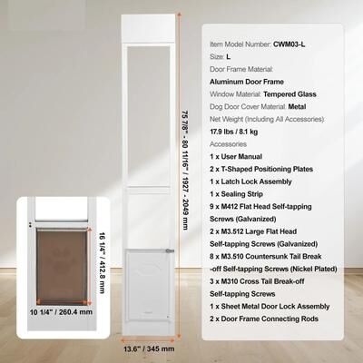 Uplifted Goods Sliding Glass Door Pet Door With Adjustable Frame l