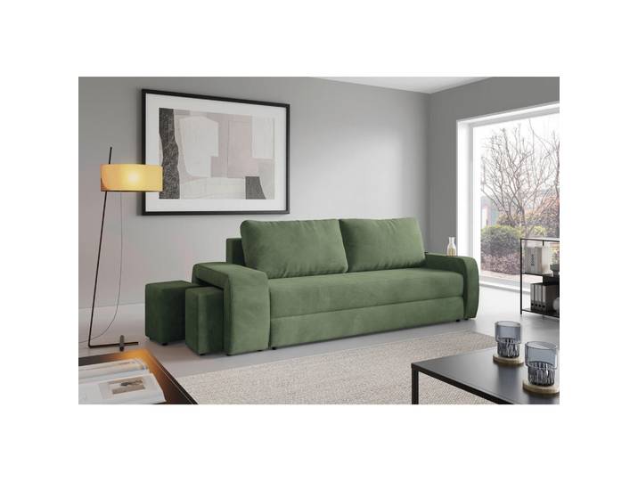 Livetastic Schlafsofa Ines, Grün, Kunststoff, Füllung: Polyurethan (Pur), Silikon, 258x98x95 cm, Made in EU, Wohnzimmer, Sofas & Couches, Schlafsofas, Sonstige Schlafsofas
