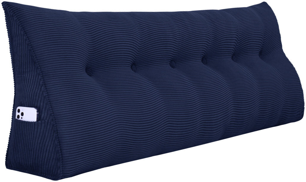 WOWMAX Corduroy Backrest Pillow Grey 50cm H x 180cm W