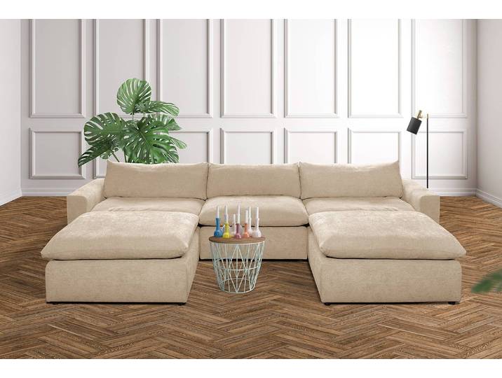 Polsterhocker Nizza 102 x 102cm Beige/Beige