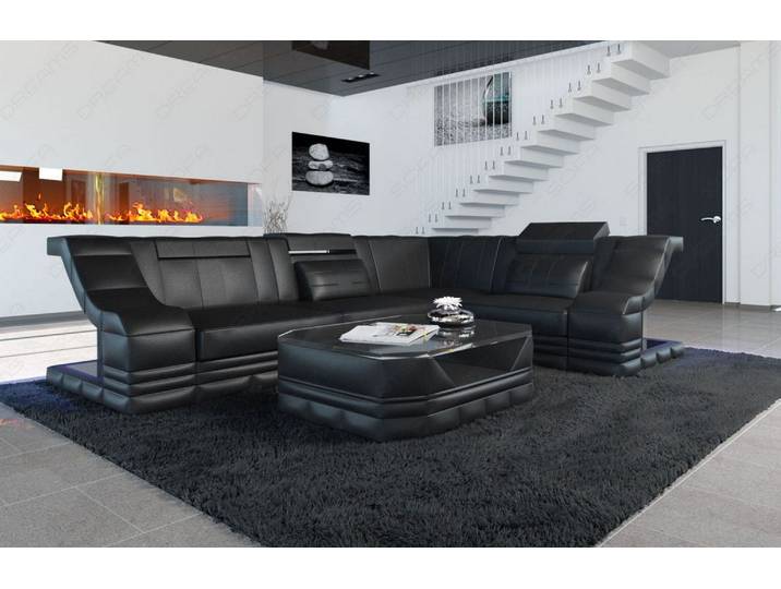 Couch Bianchi L-Form in Leder