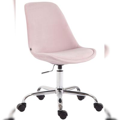 Décoshop26 - Bürostuhl auf Rollen mit rosa Samtbezug BUR10353 BUR10353