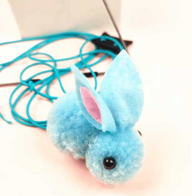 Inspired Deals Interactive Hanging Cat Toy With Suction Cup And Adjustable Elastic Teaser Wand blue Rabbit