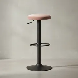 KADIMA DESIGN Barhocker CAMPANIA: 58-79 cm Sitzhöhe, Eisenmaterial, Samt/Wildlederoptik Bezug, 360° drehbar.