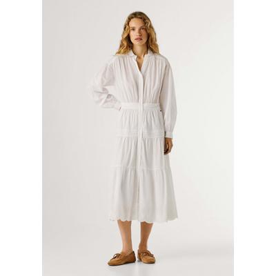 Maxikleid PEPE JEANS "dress CELESTE DRESS", Damen, Gr. S, Normalgrößen, weiß, 100% Baumwolle, Kleider Maxikleid