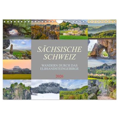 Sächsische Schweiz - Wandern durch das Elbsandsteingebirge (Wandkalender 2026 DIN A4 quer), CALVENDO Monatskalender
