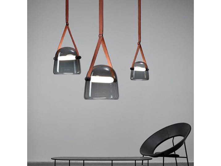 Moderne 2025 ceinture en cuir plafond lustre de luxe verre suspension Lustres décor à la maison lampes LED pour salle à manger salon