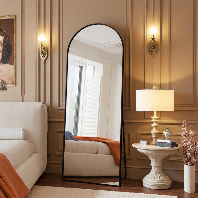 Metro Aluminium Arch Full Length Mirror Black 165x60cm