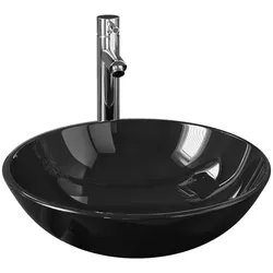 vidaXL Badezimmer Waschbecken mit Wasserhahn Ablaufgarnitur Schwarz