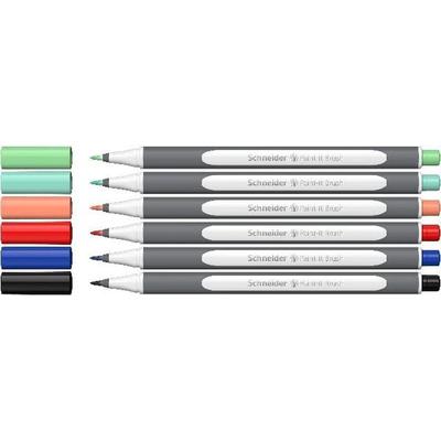 Schneider Brushpen Paint-It 070 sortiert, Karton-Etui 6er Set V2 5+1