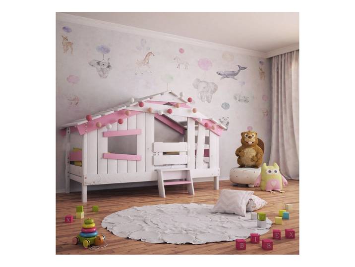 bibex Kinderbett APART CHALET Kinderbett, Jugendbett, Spielbett, zart-rosa