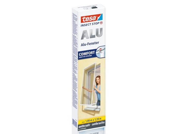 tesa Insect Stop Aluminium Rahmen Fliegengitter für Fenster 100 cm x 120 cm
