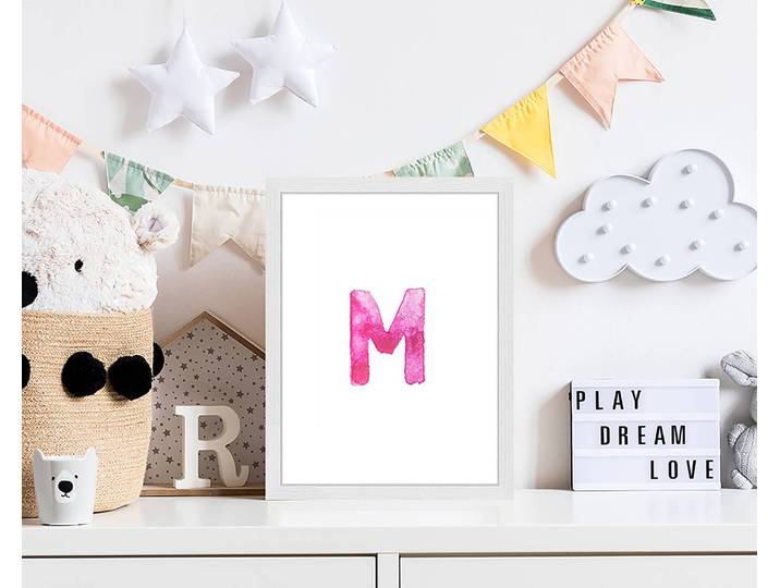 Tableau déco Letter M 33 x 43cm Multicolore
