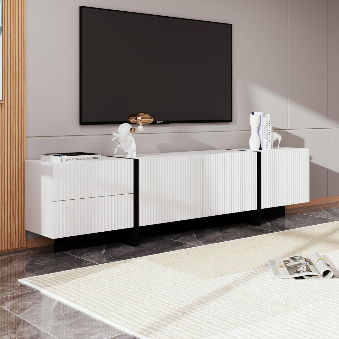 George Oliver TV Stand for TVs up to 85" White/Black 85"