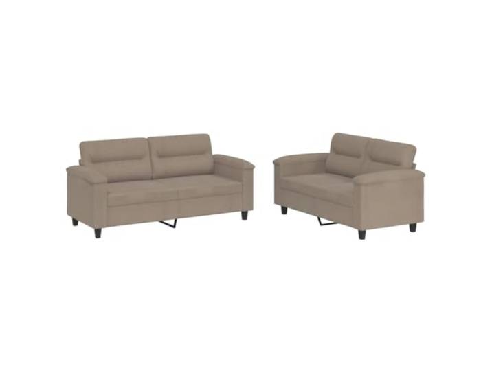 Coespram 2-tlg. Sofagarnitur mit Kissen Taupe Mikrofasergewebe Couch Set Gemütliche Polstermöbel für dein Wohnzimmer mit pflegeleichten Bezügen und robuster Konstruktion aus Metall und Sperrholz.