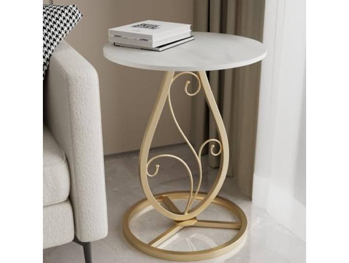 Mit Metallbeinen, kleiner runder Martini-Tisch, Nachttisch(/Gold,B)