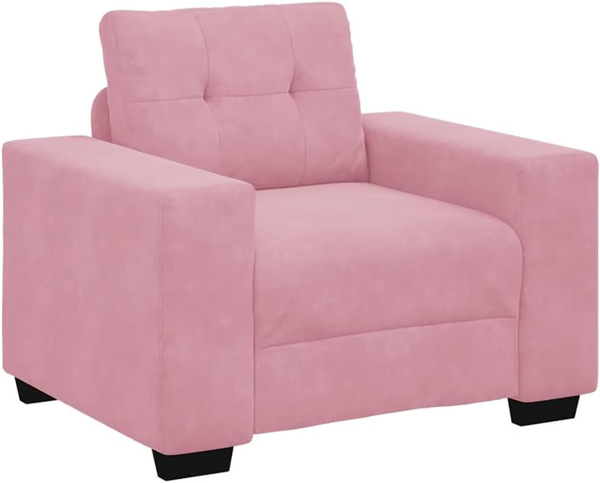Fauteuil Fluweel Roze - Comfortabele Stoel met Dik Padded Schuim - Breedte: 60 cm