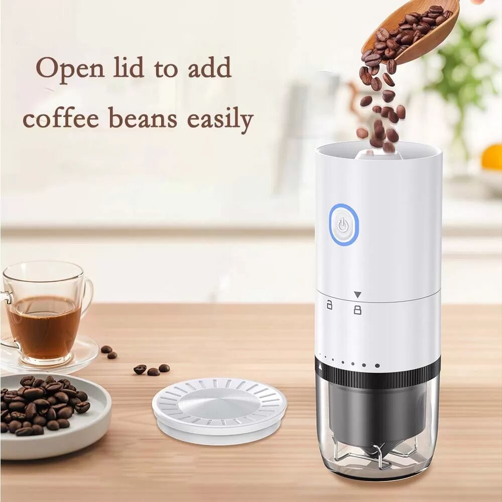 INF Tragbare elektrische Kaffeemühle mit einstellbaren Mahlgradeinstellungen, Keramikmahlwerk und einfacher Reinigung Schwarz