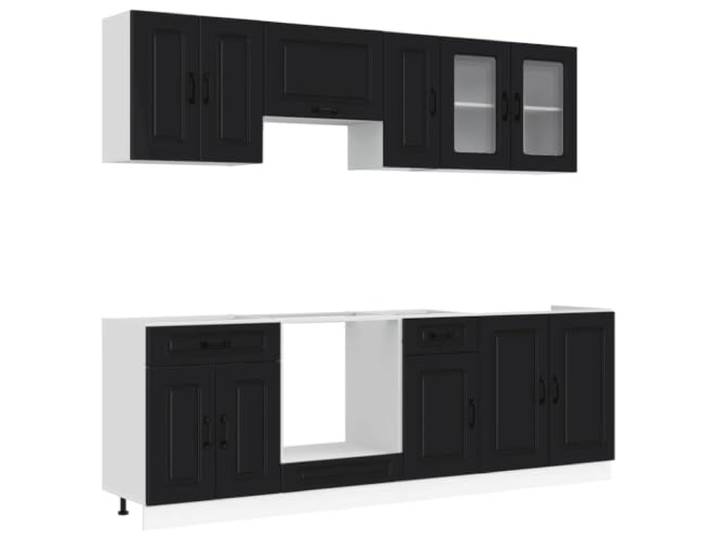 Kalmar Küchenschrank-Set, 8-teilig, Holz Verstellbare Füße, viele Fächer, glatte Oberfläche, feuchtigkeitsbeständig, feucht abwischbar