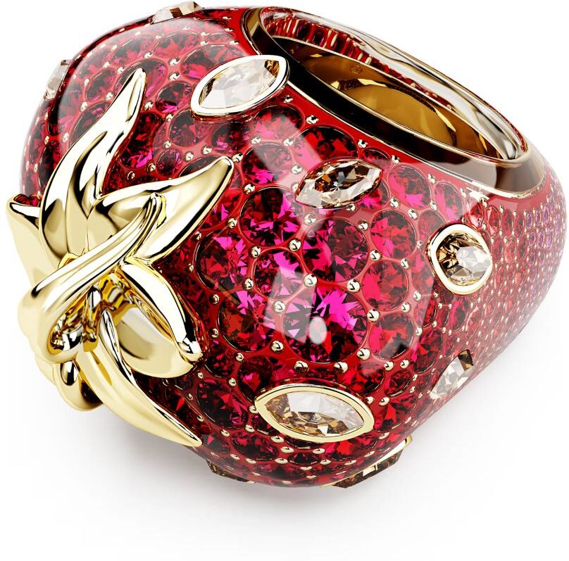 Swarovski Idyllia Motif sormus, keltakullattu ja punaiset kristallit