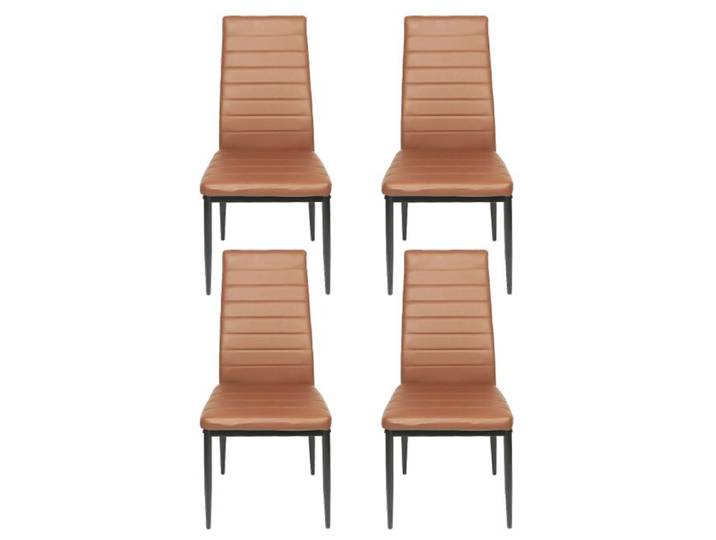 KEDIA Lot de 4 Chaises de salle à Manger Design à Lattes Horizontales Brun Assise Respirante Antidérapante et Confortable
