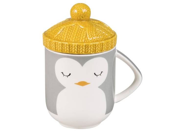 Deckel-Becher Pinguin aus Keramik
