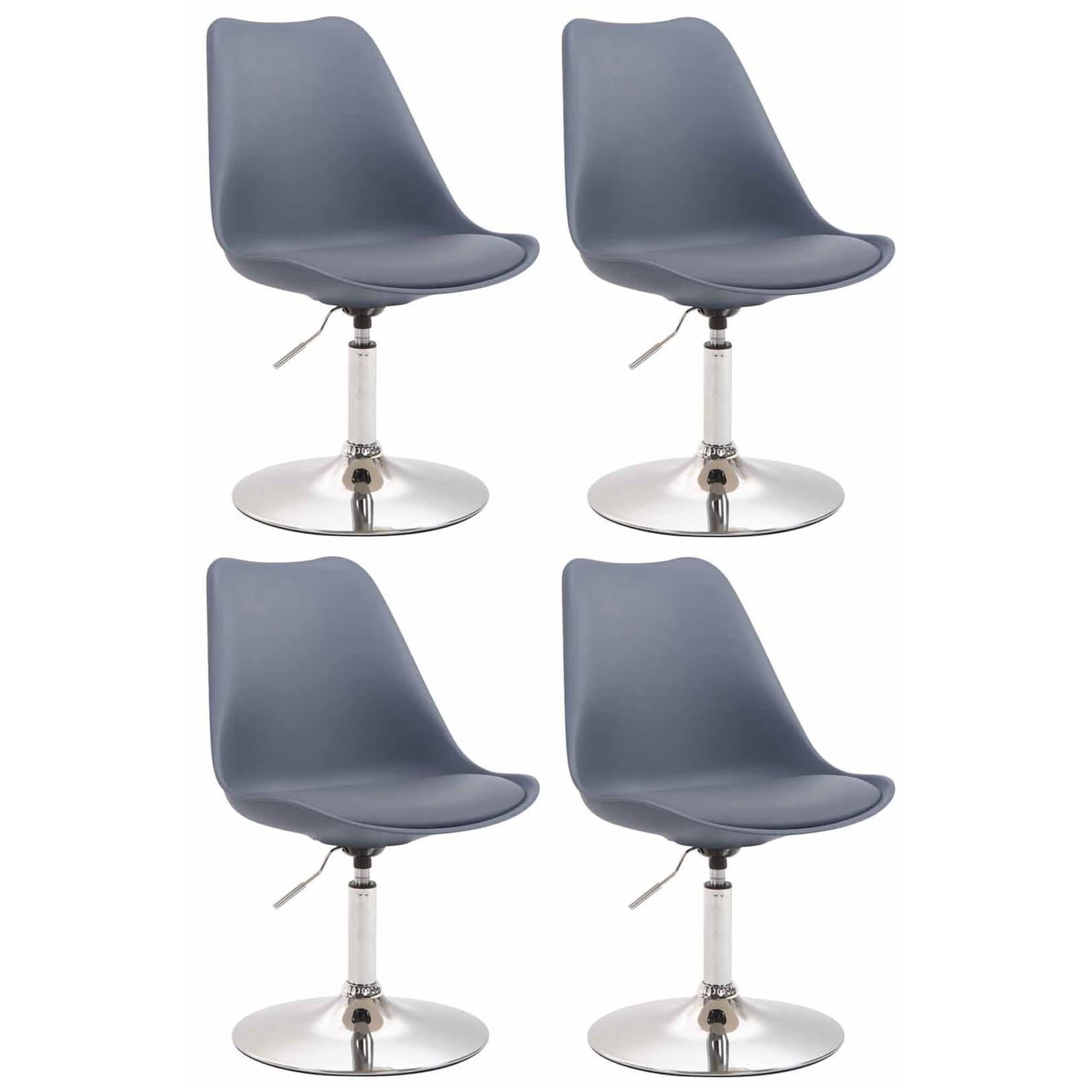 CLP 4er Set Esszimmerstühle Maverick C Kunststoff Farbe: grau, Gestell Farbe: chrom