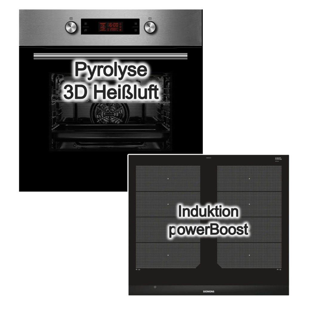 HERDSET Midea Backofen Pyrolyse Teleskopauszug + Siemens Induktionskochfeld flexInduktion Bratsensor Plus Booster