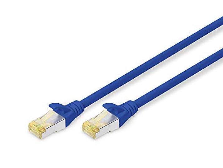 DIGITUS LAN kabel Cat 6A - 1m - RJ45 netwerkkabel - S/FTP afgeschermd - Compatibel met Cat-6 & Cat-7 - Blauw