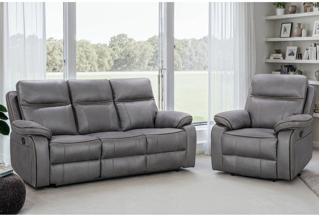 17 Stories 2 - Piece Faux Leather Living Room Set Gray 2