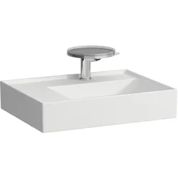 Laufen Aufsatzwaschtisch Kartell Laufen, 460x600x150 mm, weiß matt, 2 Hahnlöcher, versteckter Ablauf links