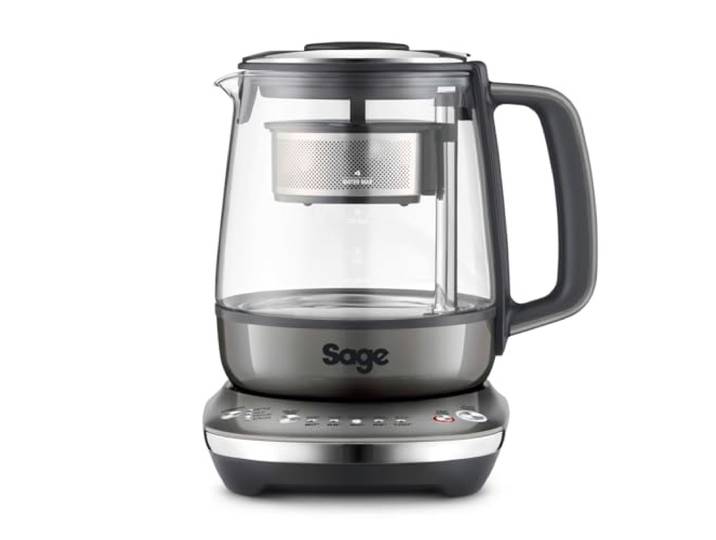 Sage The Tea Maker\, Bouilloire à Thé\, Hickory Fumé Bouilloire à Thé Verre 1\,5L\, 2000W\, Panier Automatique\, 5 Réglages\, Maintien Au Chaud 60 Min; Force D'infusion Réglable