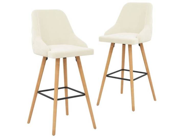 Tabourets de bar Fauteuil de bar - FMC - Mode Crème Velours - Vintage - Lot de 2 - Beige - 48 x 55 x 106 cm