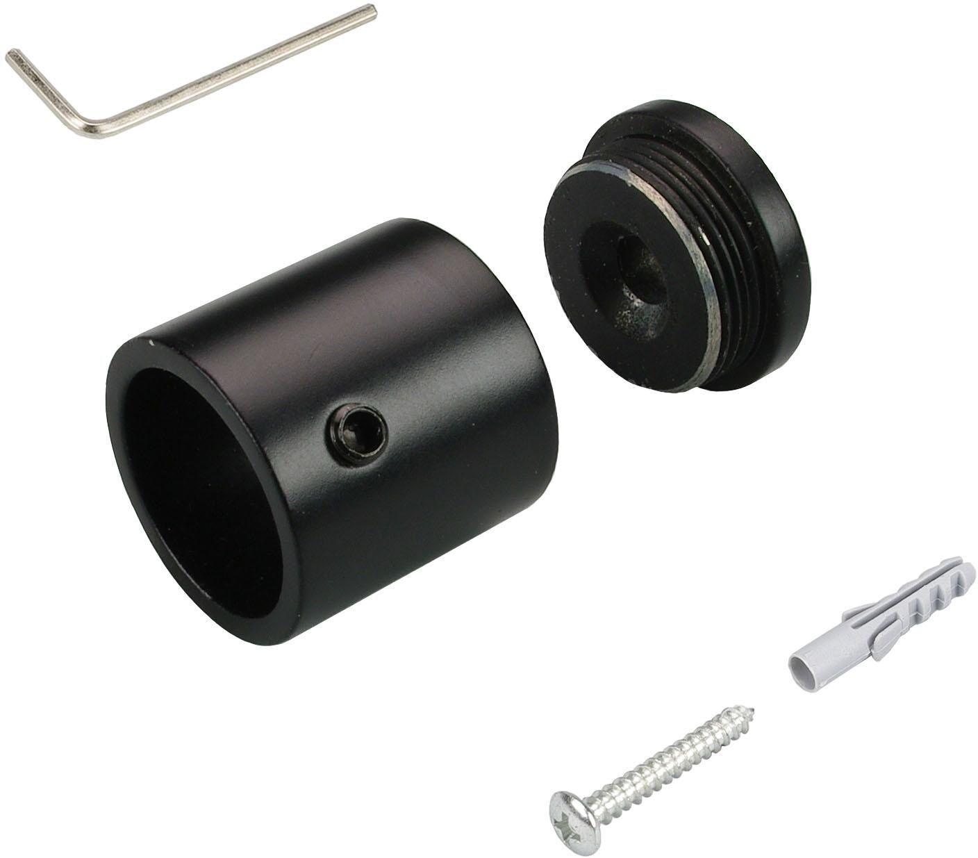 Wandbefestigung LIEDECO Gr. 1, schwarz, Ø:1,6cm, Gardinenstangenhalterungen, Wandbefestigung, für Gardinenstangen Ø 16 mm schwarz Ø 1,6cm
